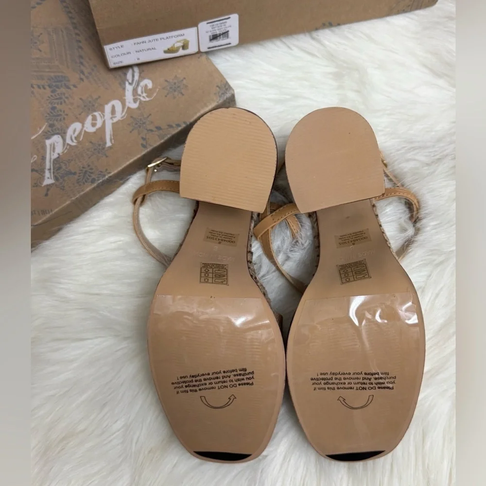 New in box Free People Fahn Jute Platform Natural Rafia